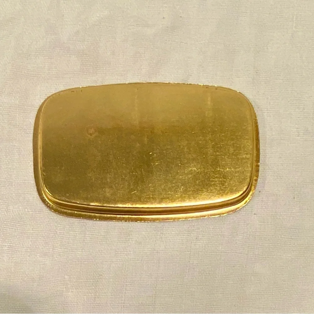 Vintage Gold Metal Rectangular Mini Tray with delicate leaf pattern.